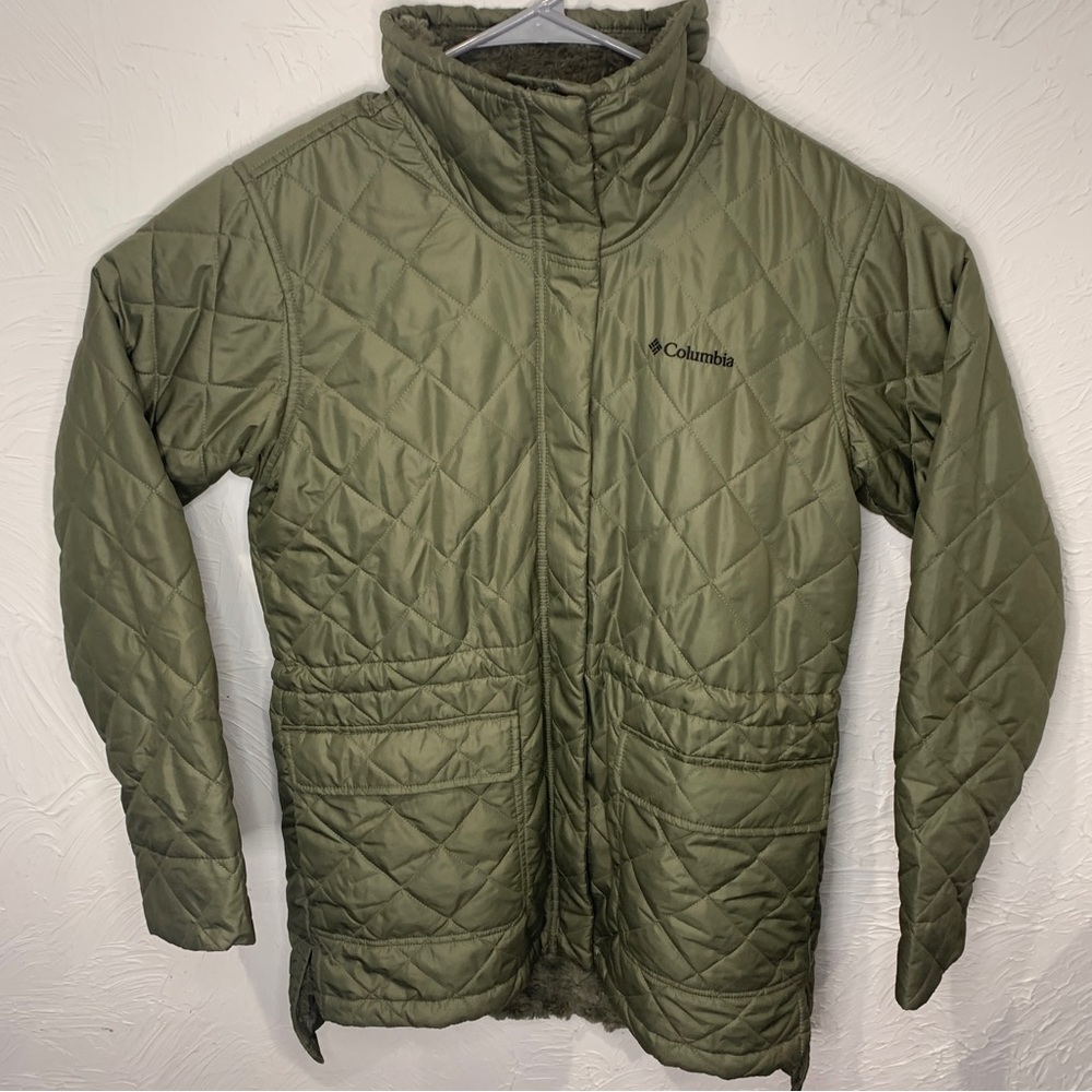 Columbia Women's Medium Copper Crest Novelty Quilted Jacket Stone Green